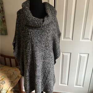 Women Within Black and Gray Women's cowl neck poncho